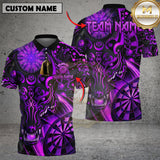 Maxcorners Darts Shirt Golden Wolf Dartboard Glow Multioptions Personalized Name, Team Name Unisex 3D Shirt (4 Colors)