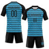 Maxcorners Custom Sky Blue Black Geometric Shape Elite Sublimation Volleyball Uniform Jersey LM2605