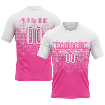 Maxcorners Custom Pink White Geometric Shape Sublimation Volleyball Uniform Jersey LM2605