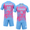 Maxcorners Custom Powder Blue Pink-White Splash Sublimation Volleyball Uniform Jersey LM2605