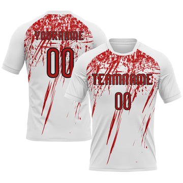 Maxcorners Custom White Red-Black Splash Sublimation Volleyball Uniform Jersey LM2605