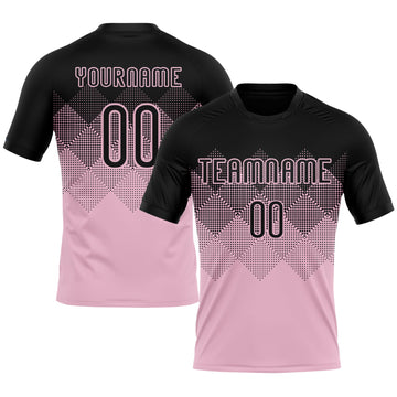 Maxcorners Custom Light Pink Black Geometric Shape Sublimation Volleyball Uniform Jersey LM2605