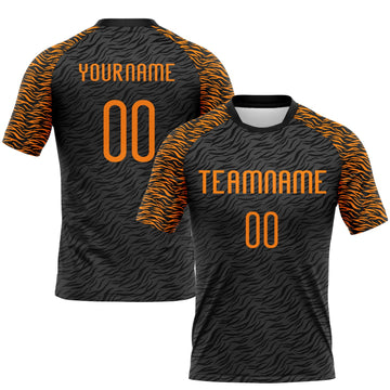 Maxcorners Custom Black Bay Orange Animal Print Sublimation Volleyball Uniform Jersey LM2605