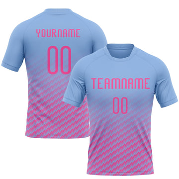 Maxcorners Custom Light Blue Pink Geometric Shape Sublimation Volleyball Uniform Jersey LM2605