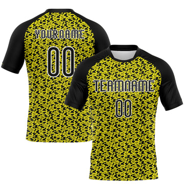 Maxcorners Custom Light Yellow Black-White Geometric Shape Sublimation Volleyball Uniform Jersey LM2605
