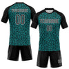 Maxcorners Custom Teal Black-White Geometric Shape Sublimation Volleyball Uniform Jersey LM2605