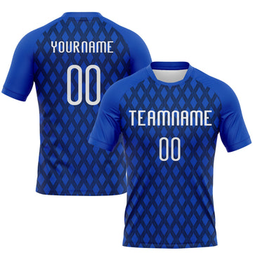 Maxcorners Custom Thunder Blue White-Black Geometric Shape Sublimation Volleyball Uniform Jersey LM2605