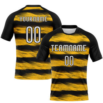 Maxcorners Custom Black White-Yellow Abstract Lines Sublimation Volleyball Uniform Jersey LM2605