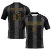 Maxcorners Custom Black Gray-Old Gold Geometric Shape Sublimation Volleyball Uniform Jersey LM2605