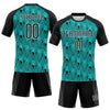 Maxcorners Custom Lakes Blue Black-White Geometric Shape Sublimation Volleyball Uniform Jersey LM2605