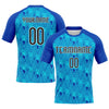 Maxcorners Custom Thunder Blue Black-Lakes Blue Geometric Shape Sublimation Volleyball Uniform Jersey LM2605