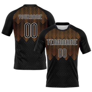 Maxcorners Custom Black Bay Orange-White Geometric Shape Sublimation Volleyball Uniform Jersey LM2605