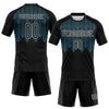 Maxcorners Custom Black Sky Blue-White Geometric Shape Sublimation Volleyball Uniform Jersey LM2605