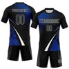 Maxcorners Custom Black Thunder Blue-White Lines And Dots Sublimation Volleyball Uniform Jersey LM2605