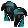 Maxcorners Custom Black Teal-White Lines And Dots Sublimation Volleyball Uniform Jersey LM2605