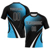 Maxcorners Custom Black Sky Blue-White Lines And Dots Sublimation Volleyball Uniform Jersey LM2605