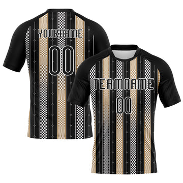 Maxcorners Custom Black Old Gold-White Geometric Shape Pro Sublimation Volleyball Uniform Jersey LM2605