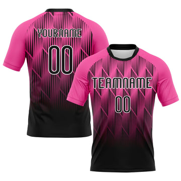 Maxcorners Custom Pink Black-White Lines Elite Sublimation Volleyball Uniform Jersey LM2605