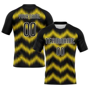 Maxcorners Custom Black Gold-White Zigzag Sublimation Volleyball Uniform Jersey LM2605