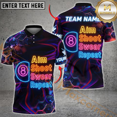 Maxcorners Billiard Aim Shoot Swear Repeat Personalized Name 3D Unisex Shirt