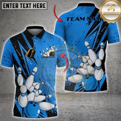 Maxcorners Custom Bowling Uniforms Bowling Shirts For Men, Bowling Team Bowling League Shirts | Blue