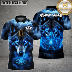 Maxcorners Dart Shirt Glowing Eyes Wolf Fire Dartboard Multioptions Personalized Name, Team Name Unisex 3D Shirt (4 Colors)