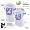 Maxcorners Custom White Light Blue-Pink Mesh Authentic Football Jersey LM2605