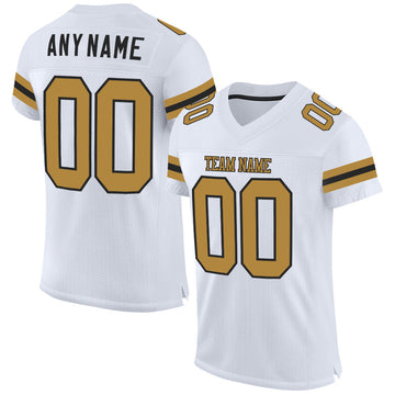 Maxcorners Custom White Old Gold-Black Mesh Authentic Football Jersey LM2605