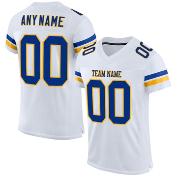 Maxcorners Custom White Royal-Gold Mesh Authentic Football Jersey LM2605