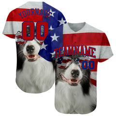 Maxcorners Custom White Red-Royal American Flag Fashion Premium Baseball Jersey LM0210