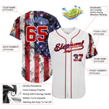 Maxcorners Custom Cream Red-Navy 3D American Flag Premium Baseball Jersey LM0210