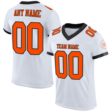 Maxcorners Custom White Orange-Black Mesh Authentic Football Jersey LM2605