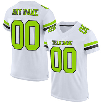Maxcorners Custom White Neon Green-Black Mesh Authentic Football Jersey LM2605