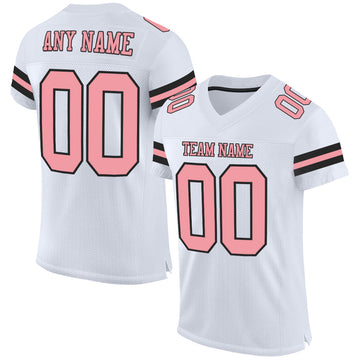 Maxcorners Custom White Medium Pink-Black Mesh Authentic Football Jersey LM2605