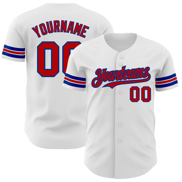 Maxcorners Custom White Red-Royal Authentic Baseball Jersey
 LM0609