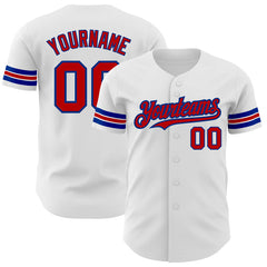 Maxcorners Custom White Red-Royal Authentic Baseball Jersey
 LM0609