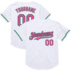 Maxcorners Custom White Pink-Kelly Green Mesh Authentic Throwback Baseball Jersey LM2605