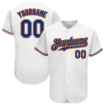 Maxcorners Custom White Royal Old Gold-Red Authentic Baseball Jersey LM2605