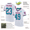 Maxcorners Custom White Teal Black-Pink Mesh Authentic Throwback Football Jersey LM2605