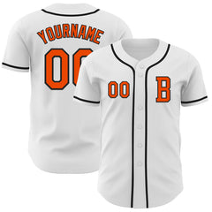 Maxcorners Custom White Orange-Black Authentic Baseball Jersey
 LM0609