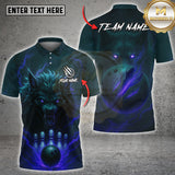 Maxcorners Dark Wolf Bowling Art Multioptions Customized Name, Team Name 3D Shirt (4 Colors)