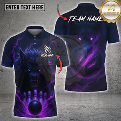 Maxcorners Dark Wolf Bowling Art Multioptions Customized Name, Team Name 3D Shirt (4 Colors)