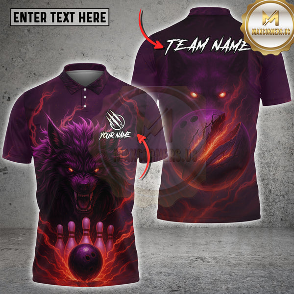 Maxcorners Dark Wolf Bowling Art Multioptions Customized Name, Team Name 3D Shirt (4 Colors)