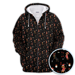 Maxcorners Christmas Dachshund Pattern Polos, Funny Xmas Wiener Dog Golf Shirt, Festive Golf Gift For Men