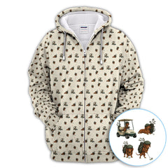 Maxcorners Funny Dachshund Golf Shirt, Wiener Dog Pattern Polos For Men, Golf Gift For Golfers