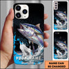 Maxcorners Black Blue Hexagon Water Splash Personalized Name Phone Case (13 Fish Species)