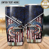 Maxcorners Fishing Tumbler Dark Patriotic Flag Emblem Design Personalized Name Tumbler (13 Species)