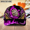 Maxcorners Darts Flaming Bullseye Ornamental Pattern Personalized Name 3D Classic Cap