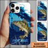 Maxcorners Fishing Blue Ocean Compass Star Pop Art Personalized Name Phone Case (10 Fish Species)