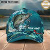 Maxcorners Fishing Aqua Camouflage Lace Up Personalized 3D Cap (12 Fish Species)